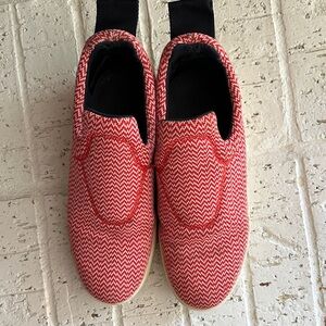 Celine Red and White Slip-On Shoes